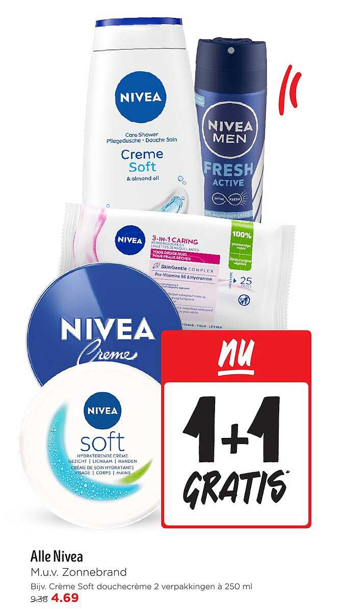 Alle Nivea M.u.v. Zonnebrand Bijv. Crème Soft douchecrème 2 verpakkingen à 250 ml