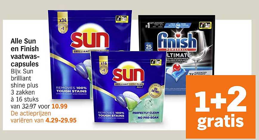 Alle Sun en Finish vaatwascapsules