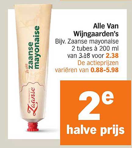 Alle Van Wijngaarden’s Bijv. Zaanse mayo 2 tubes à 200 ml van 3.18 voor 2.38