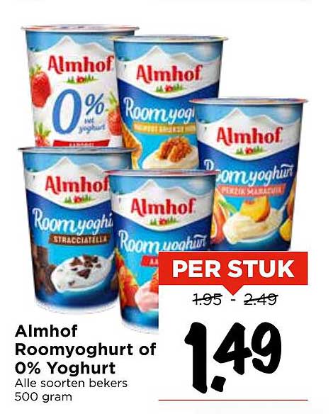 Almhof Roomyoghurt of 0% Yoghurt