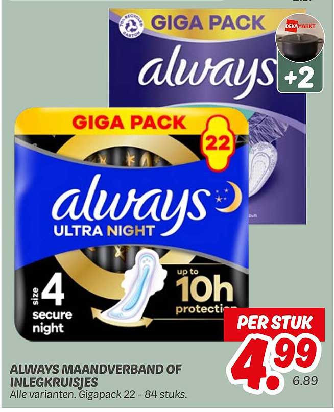 ALWAYS MAANDVERBAND OF INLEGKRUISJES