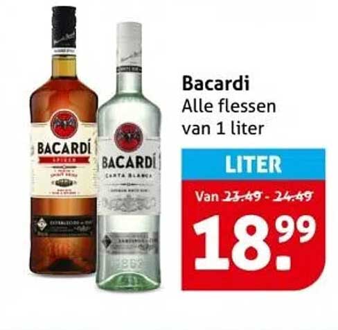 Bacardi Alle flessen van 1 liter