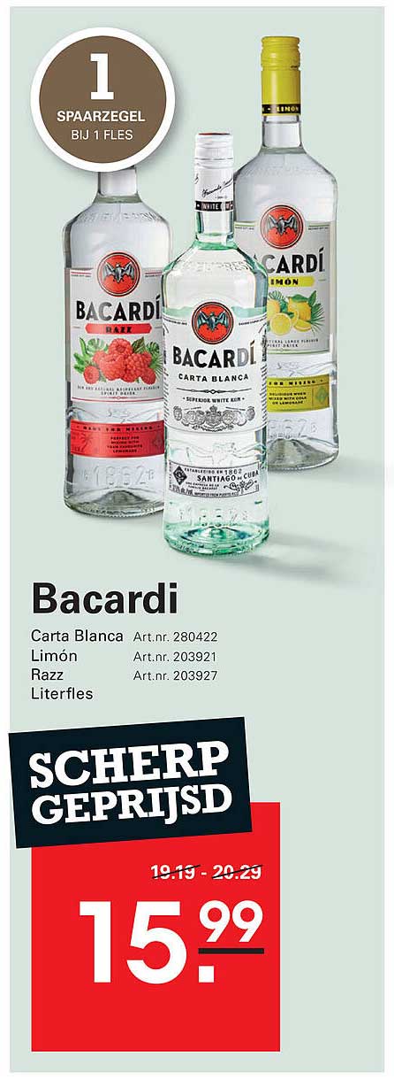 Bacardi Carta Blanca, Limón en Razz