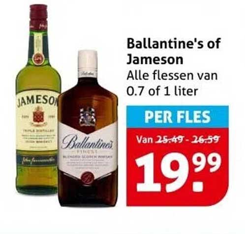 Ballantine's of Jameson Alle flessen van 0.7 of 1 liter