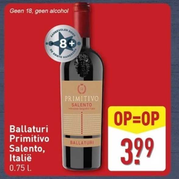 Ballaturi Primitivo Salento, Italië 0.75 L.