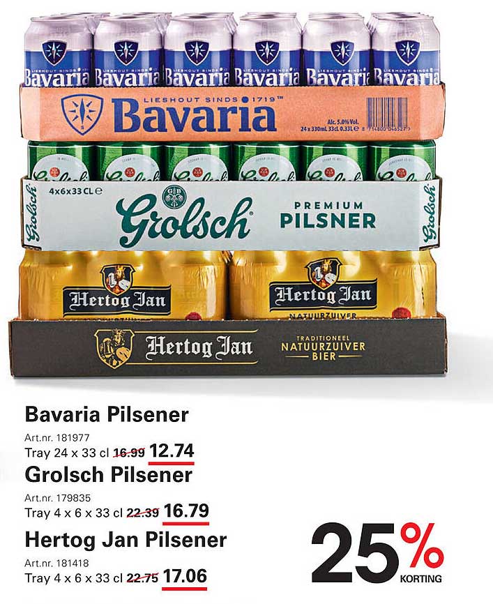 Bavaria Pilsener, Grolsch Pilsener, Hertog Jan Pilsener