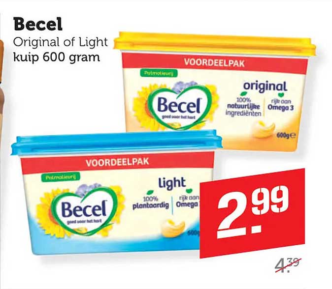 Becel Original of Light kuip 600 gram