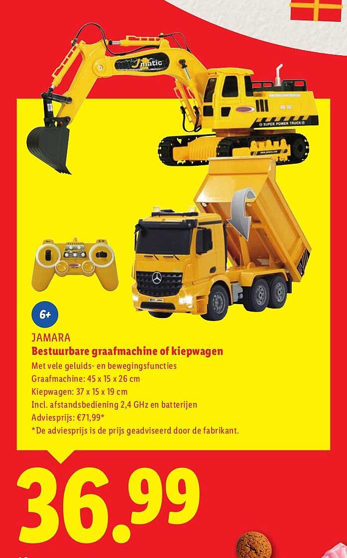 Bestuurbare graafmachine of kiepwagen