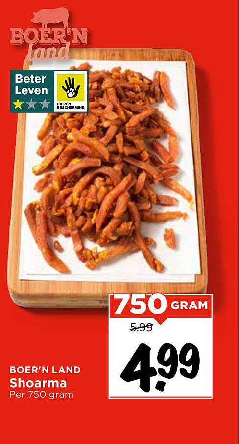 BOER'N LAND Shoarma Per 750 gram