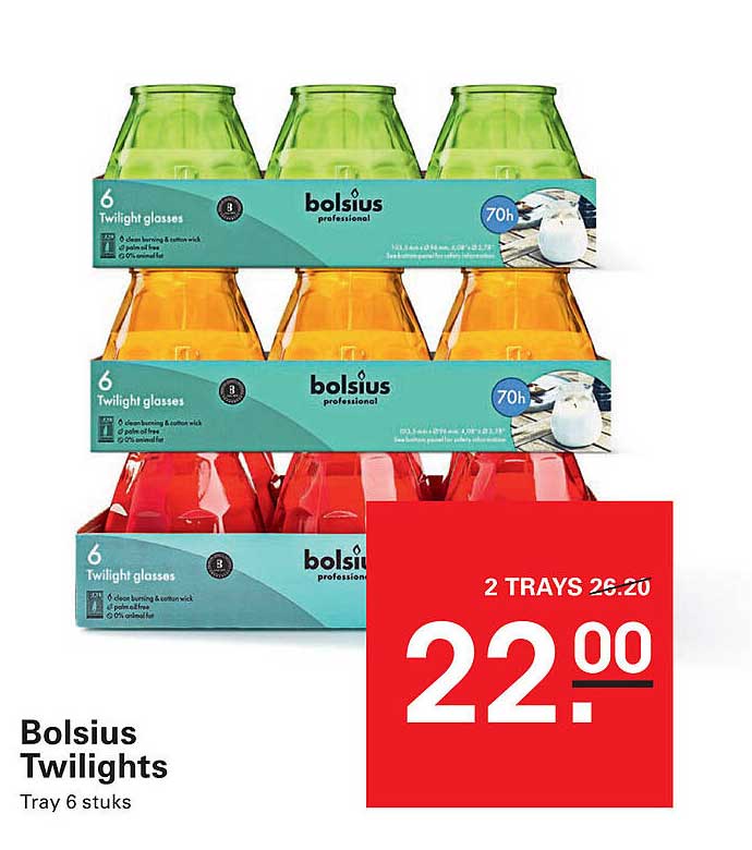 Bolsius Twilights - Tray 6 stuks