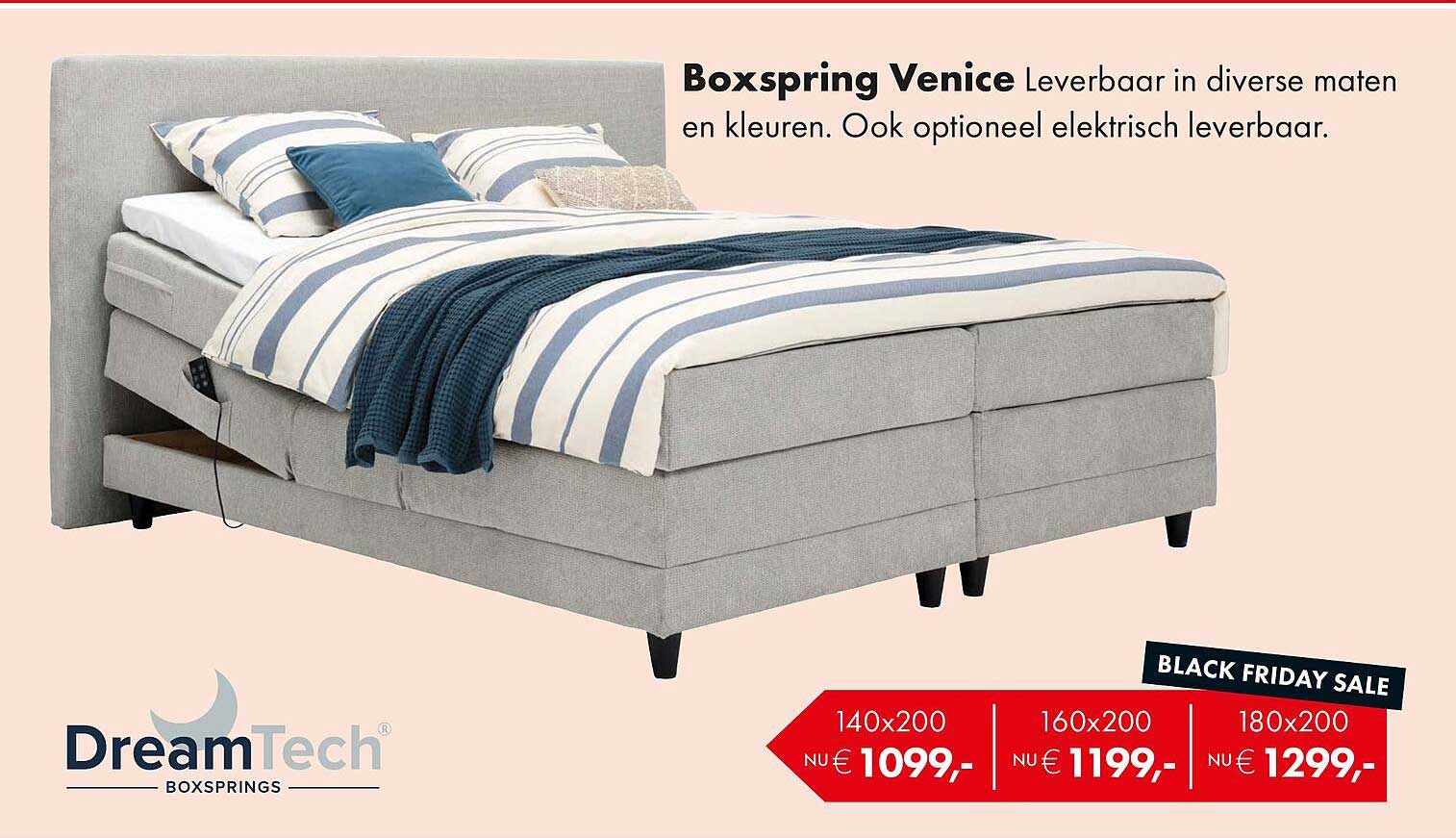 Boxspring Venice Leverbaar in diverse maten en kleuren. Ook optioneel elektrisch leverbaar.