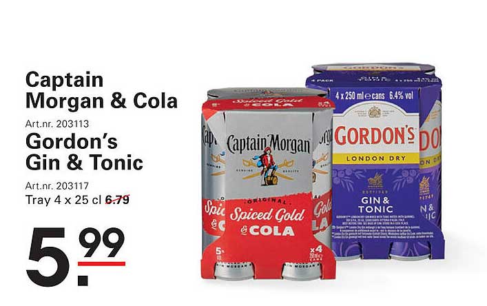 Captain Morgan & Cola en Gordon's Gin & Tonic