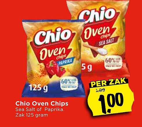 Chio Oven Chips Sea Salt of Paprika. Zak 125 gram