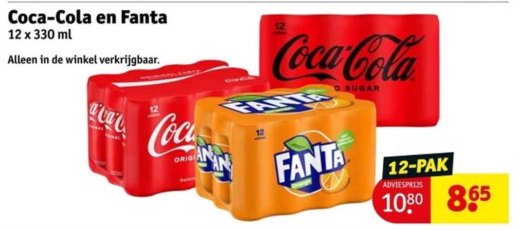 Coca-Cola en Fanta 12 x 330 ml