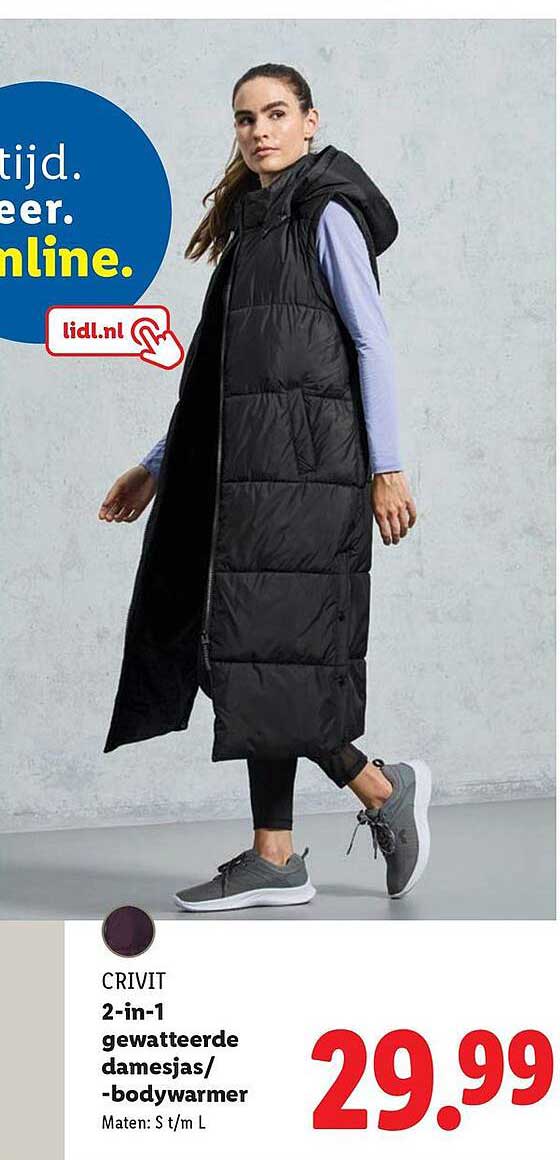 CRIVIT 2-in-1 gewatteerde damesjas/-bodywarmer