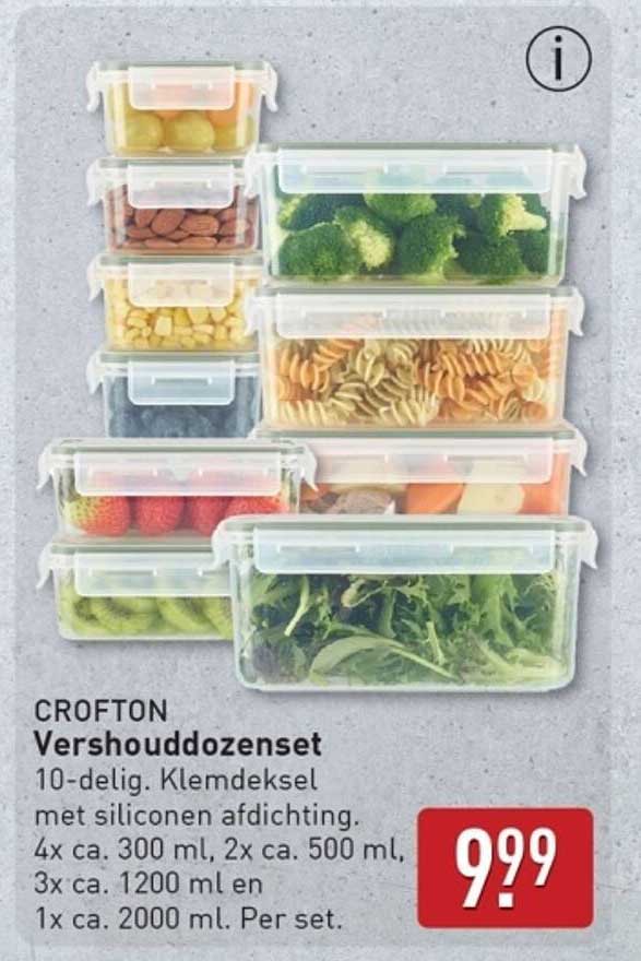 CROFTON Vershouddozenet 10-delig. Klemdeksel met siliconen afleiding.