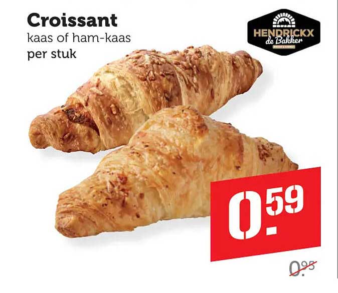 Croissant kaas of ham-kaas per stuk
