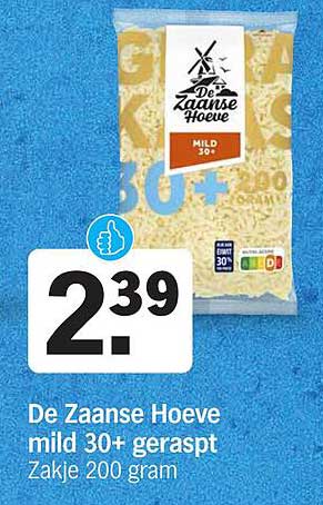 De Zaanse Hoeve mild 30+ geraspt Zakje 200 gram