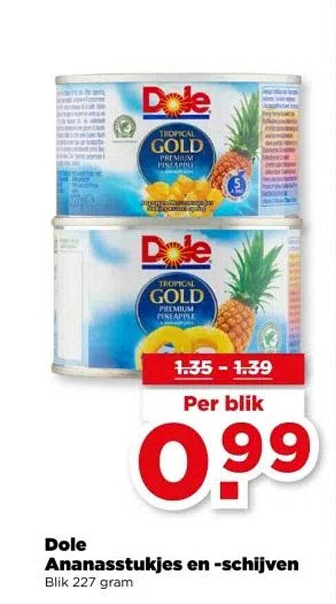 Dole Ananasstukjes en -schijven Blik 227 gram