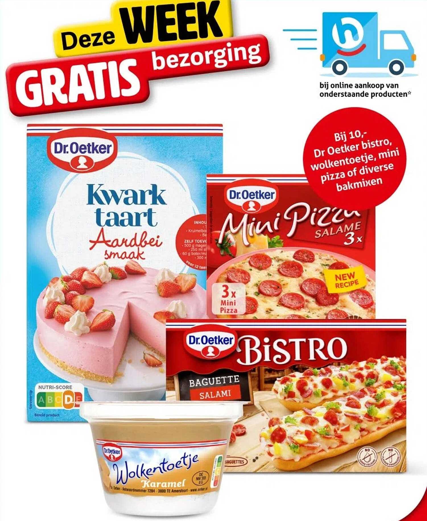 Dr Oetker Kwarktaart Aardbei, Mini Pizza's en Bistro Baguette