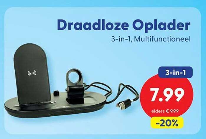Draadloze Oplader 3-in-1, Multifunctioneel