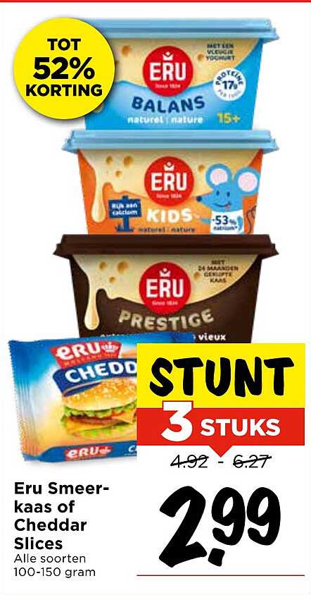 Eru Smeerkaas of Cheddar Slices 3 stuks