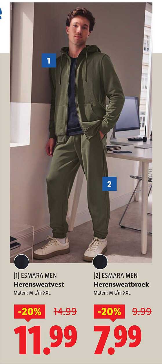 Esmara Men Herensweatvest en Herensweatbroek