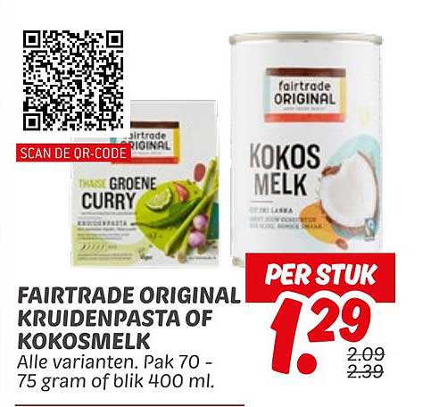 FAIRTRADE ORIGINAL KRUIDENPASTA OF KOKOSMELK