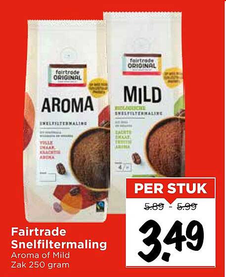 Fairtrade Snelfiltermaling Aroma of Mild Zak 250 gram