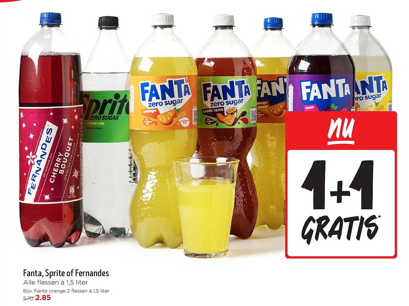 Fanta, Sprite of Fernandes - Nu 1 + 1 gratis
