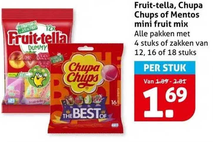 Fruit-tella, Chupa Chups of Mentos mini fruit mix