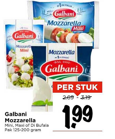 Galbani Mozzarella Mini, Maxi of Di Bufala Pak 125-200 gram