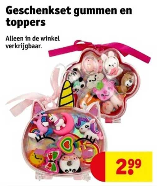 Geschenkset gummen en toppers