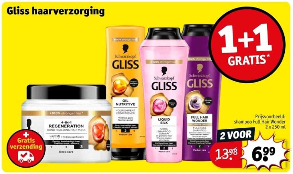 Gliss haarverzorging 1+1 GRATIS