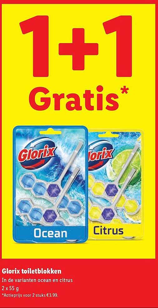 Glorix toiletblokjes 1+1 Gratis
