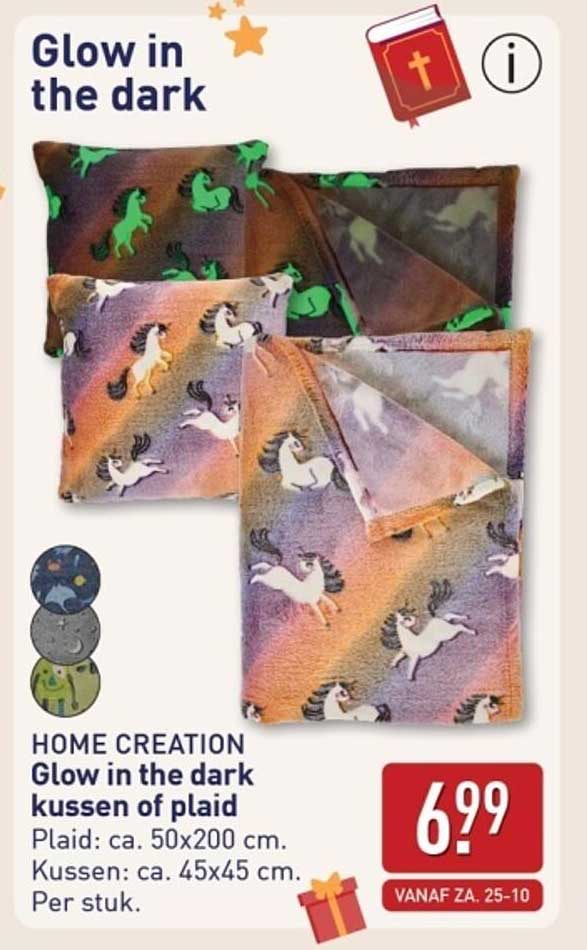Glow in the dark kussen of plaid