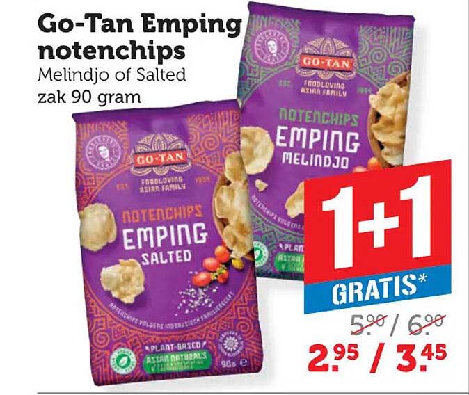 Go-Tan Emping notenchips Melindjo of Salted zak 90 gram