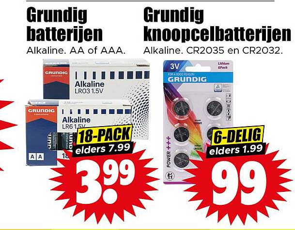 Grundig batterijen en Grundig knoopcelbatterijen