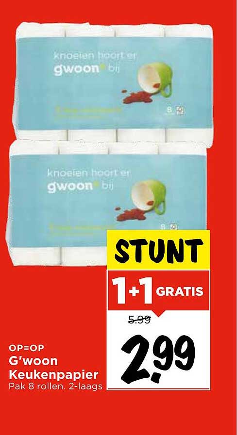 G'woon Keukenpapier - Pak 8 rollen. 2-laags