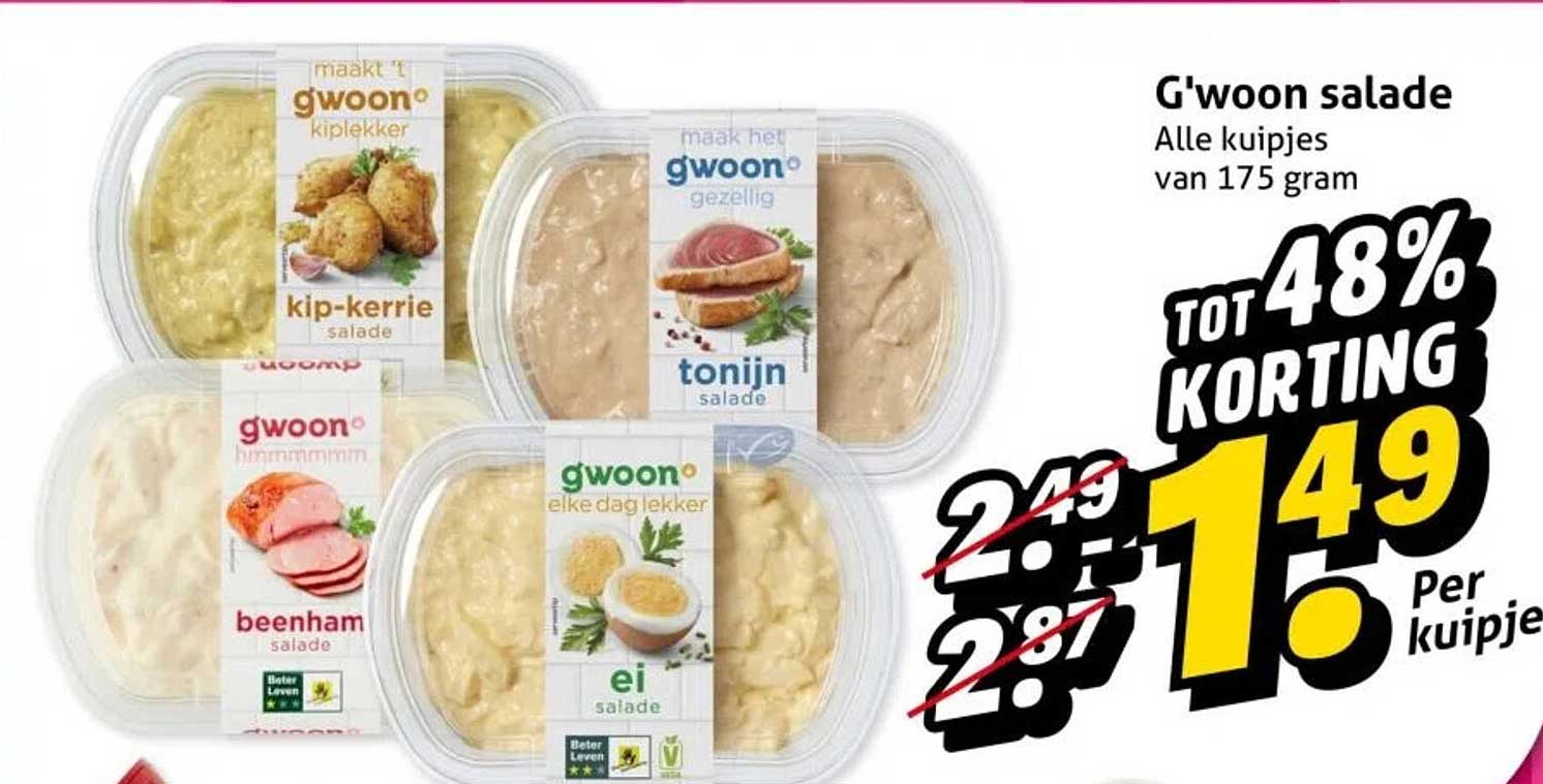 G'woon salade Alle kuipjes van 175 gram