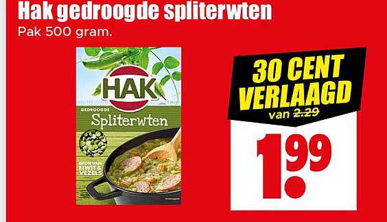 Hak gedroogde spliterwten