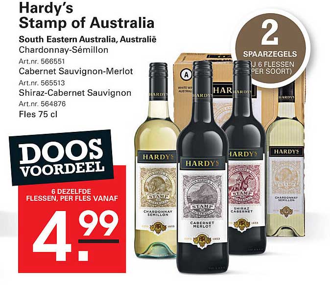 Hardy’s Stamp of Australia - 6 dezelfde flessen, per fles vanaf 4,99