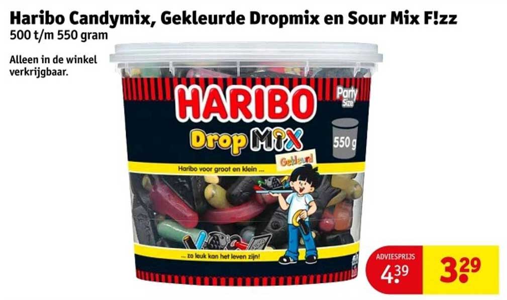 Haribo Candymix, Gekleurde Dropmix en Sour Mix F!zz
