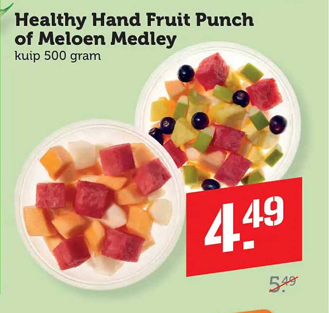 Healthy Hand Fruit Punch of Meloen Medley kuip 500 gram