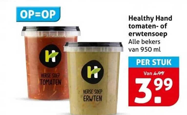 Healthy Hand tomaten- of erwtensoep