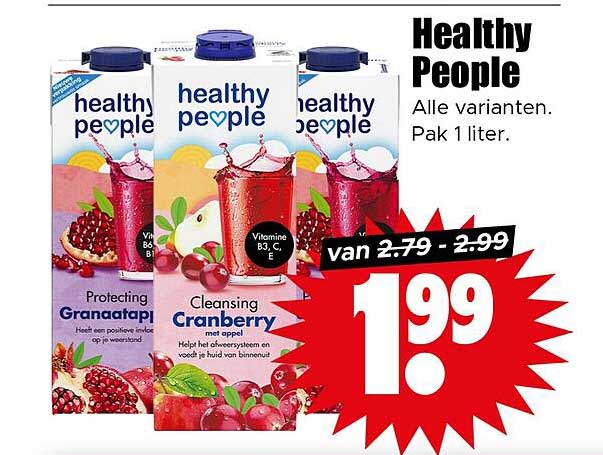 Healthy People - Alle varianten. Pak 1 liter.