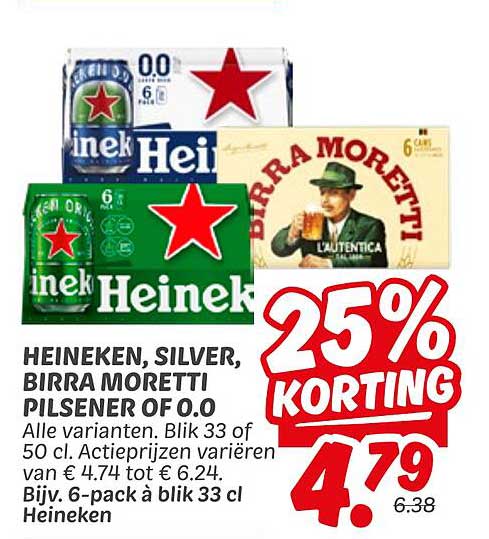 HEINEKEN, SILVER, BIRRA MORETTI PILSENER OF 0.0