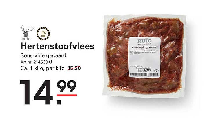 Hertenstoofvlees Sous-vide gegaard