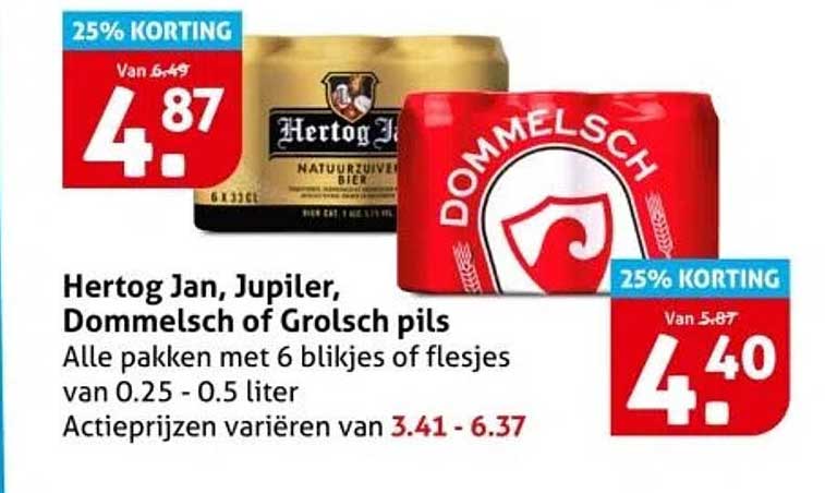 Hertog Jan, Jupiler, Dommelsch of Grolsch pils