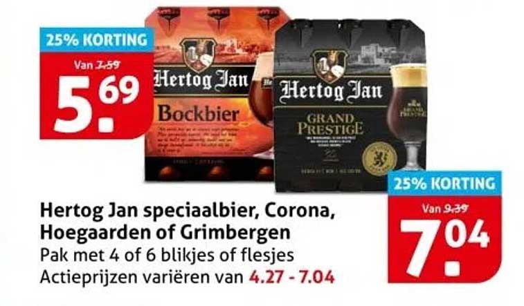 Hertog Jan speciaalbier, Corona, Hoegaarden of Grimbergen